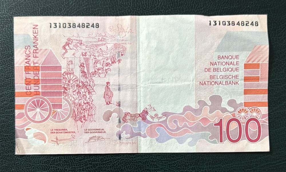 2 x Belgian 100 Francs 1996 Banknotes ~ JAMES ENSOR