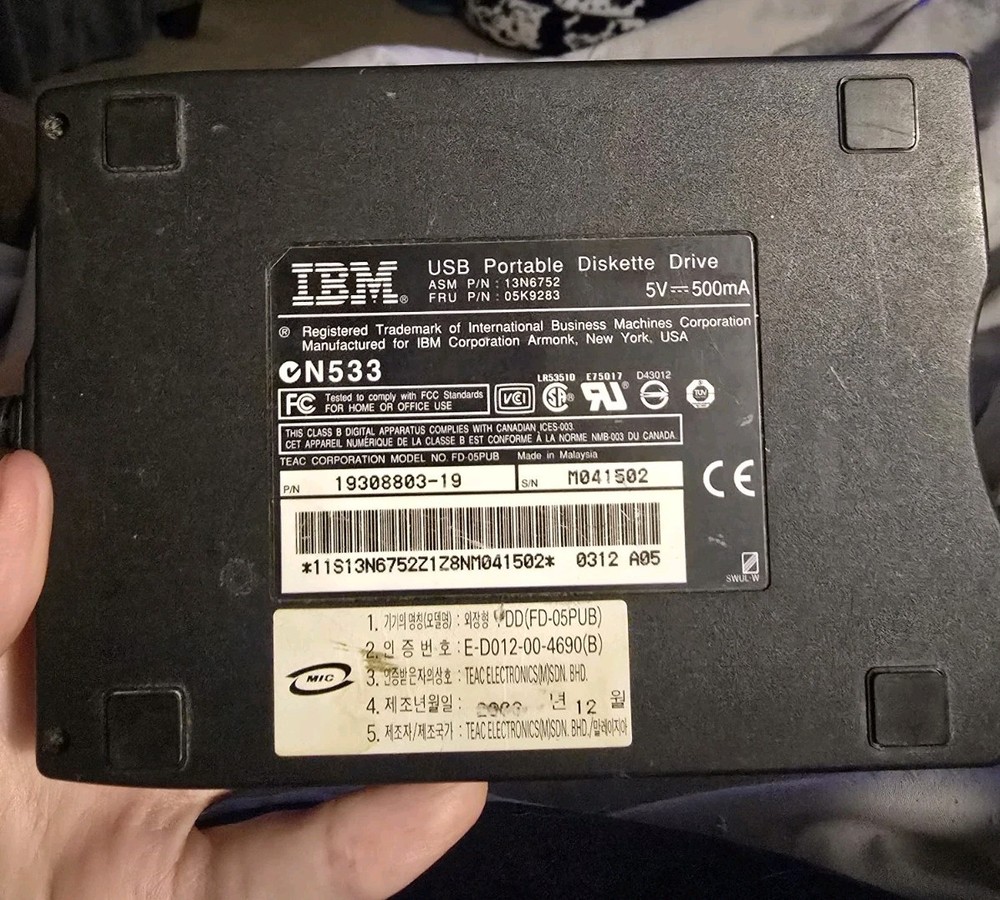 IBM USB Portable Diskette Drive • Model N533 • UnTested