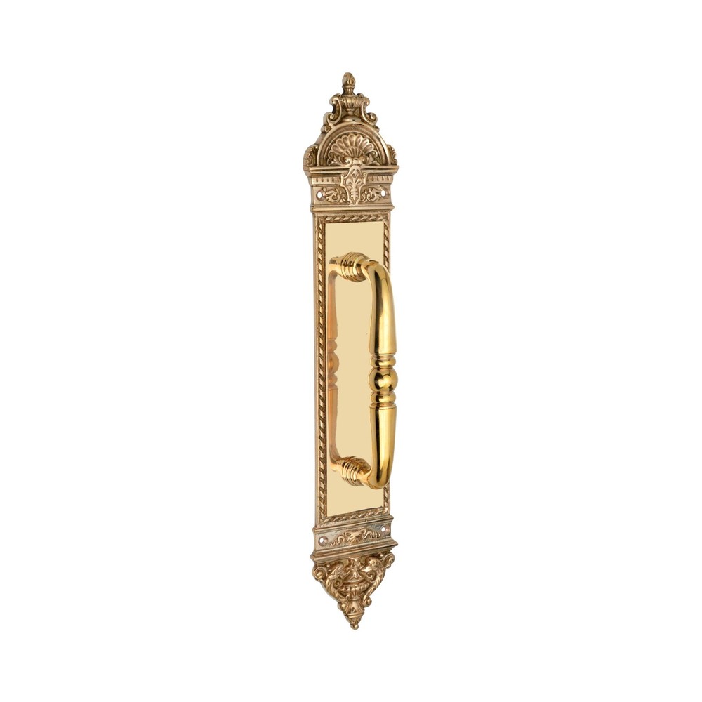 Solid Brass Ornate Door Pull Handle with Backplate – Antique Victorian Style