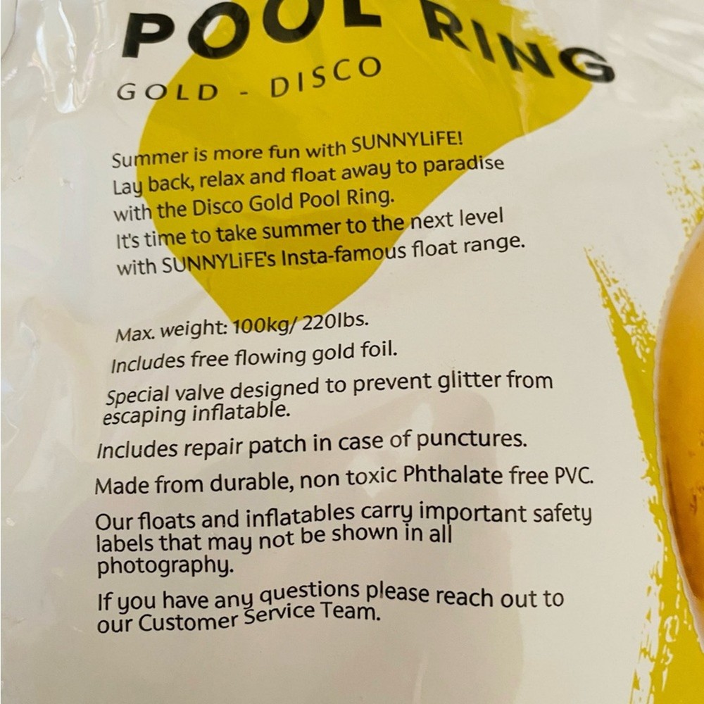 SUNNYLIFE Pool Ring Disco with Glitter NIP