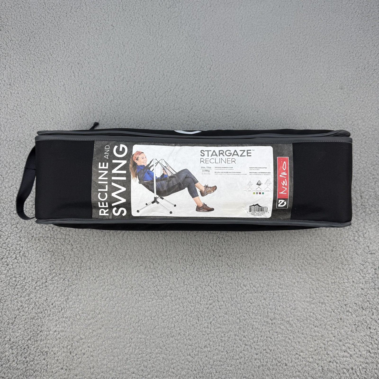 NEMO Stargaze Recliner Camping Chair Black Swinging Hammock 300lb Limit Aluminum