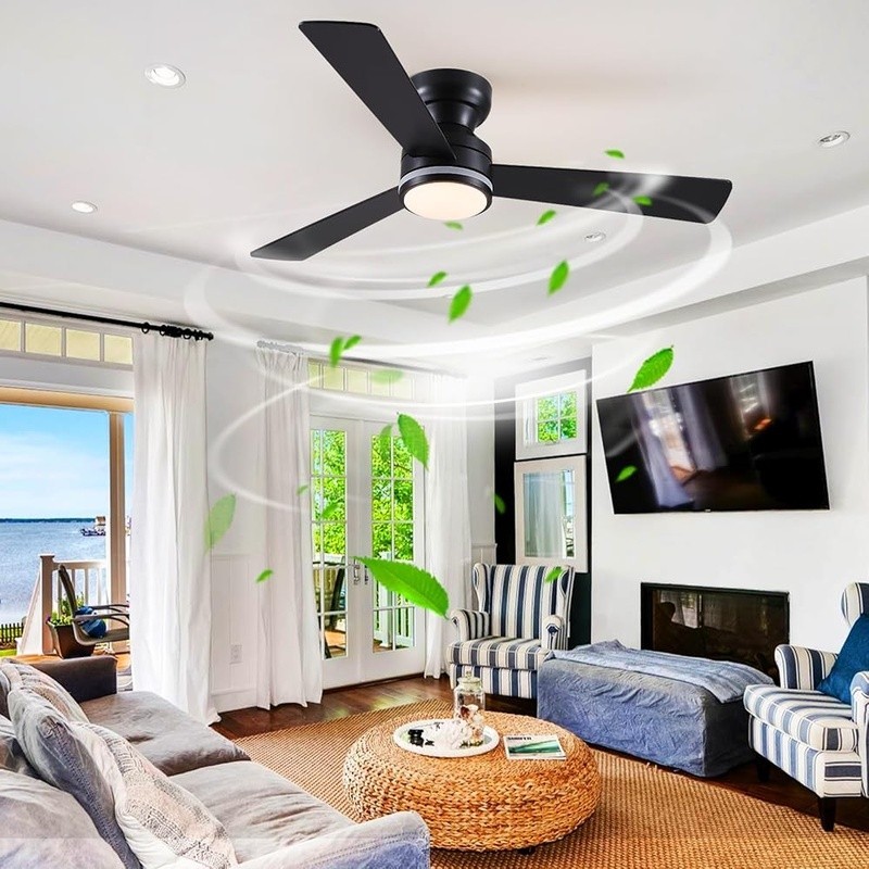 Modern Ceiling Fan W/ Light Remote Control Reversible Motor Dimmable Flush Mount