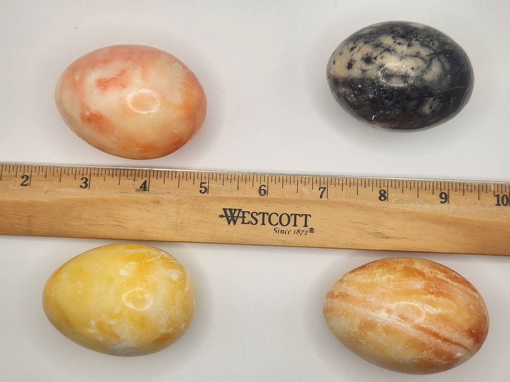 4 Natural Stone Polished Eggs 3”