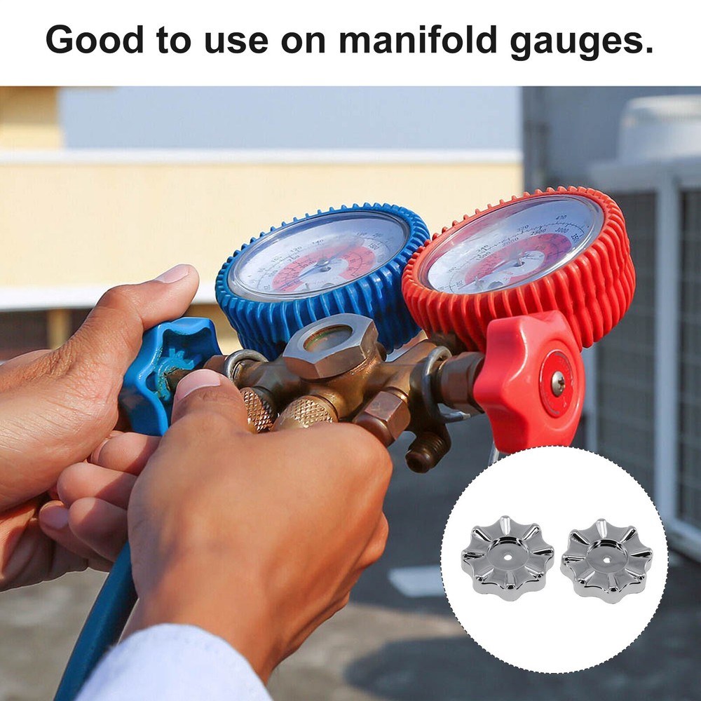 Easy to Operate Round Wheel Faucet Handle Knobs 2 Pack for Manifold Gauges