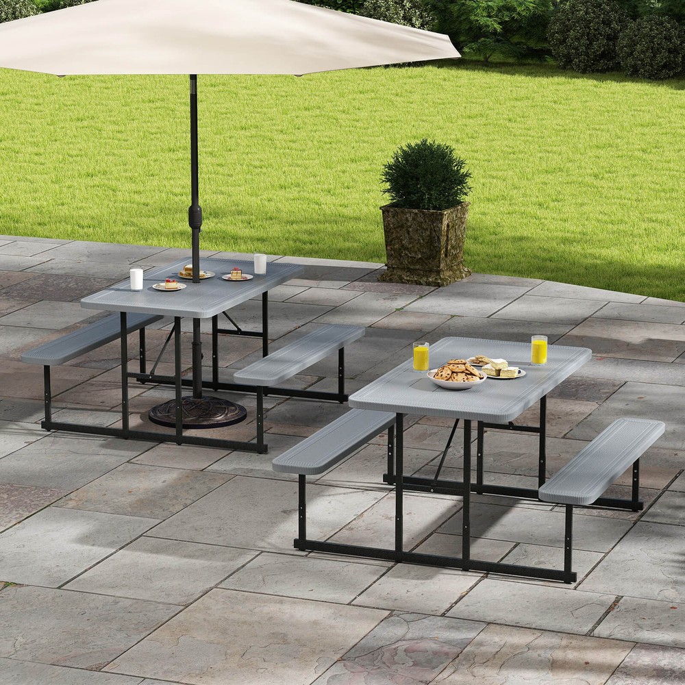 Picnic Table Bench Set for 2-4 People Outdoor Rectangular Camping Dining Table