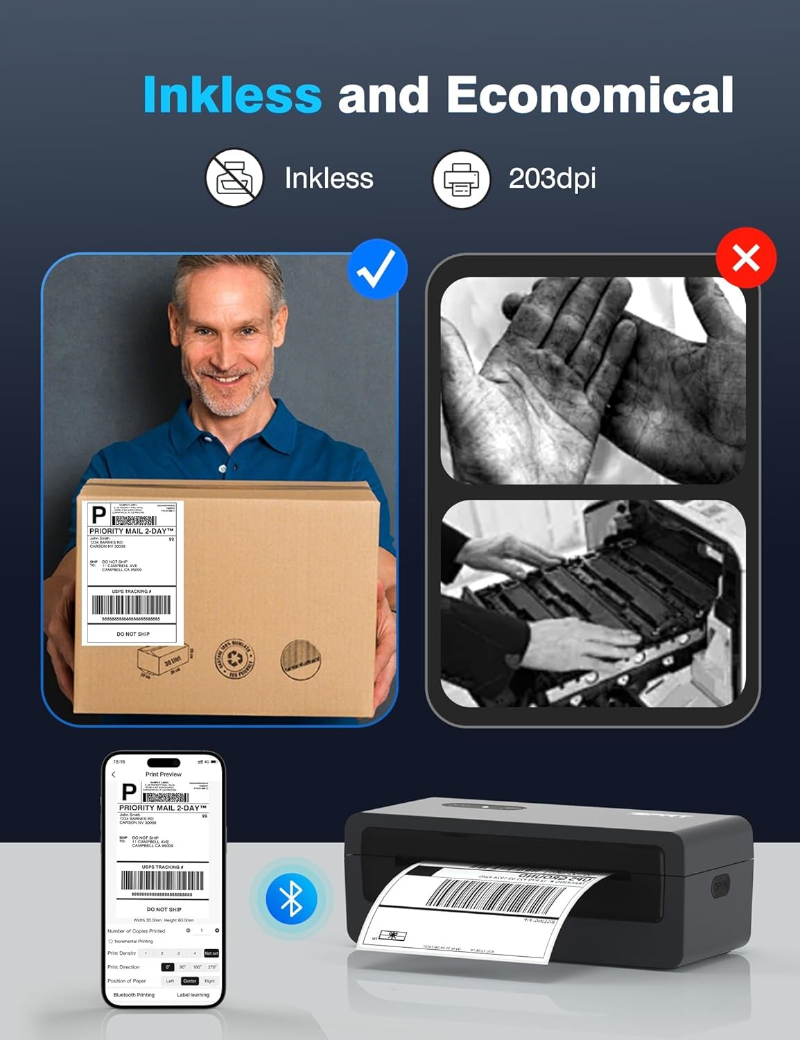 iDPRT Thermal shipping Label Printer Bluetooth 4x6 for USPS UPS Amazon eBay Etsy