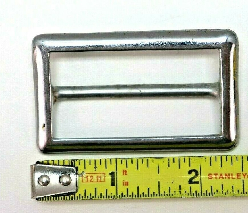 Vintage Silver plated steel Jacket buckle 2 7/16"h x 1 7/16"w each E237