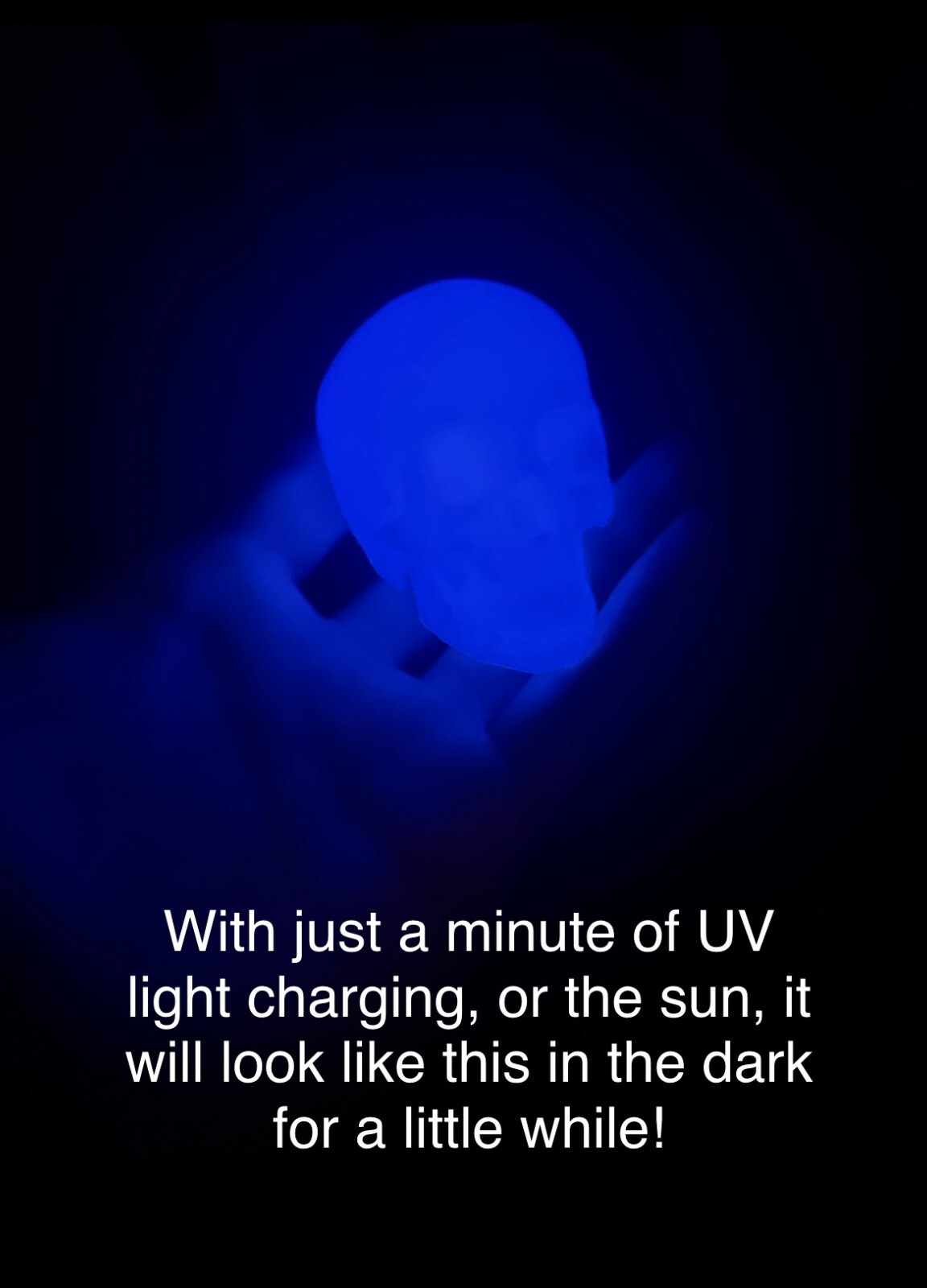 Glow In the Dark Human Skull! (Good Quality:3DP:White-PLA) GREEN OR BLUE GLOW!