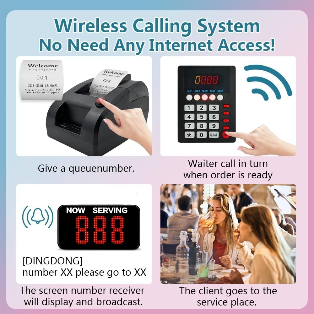Wireless Pager Call System Queue Calling Management System for Take A Number