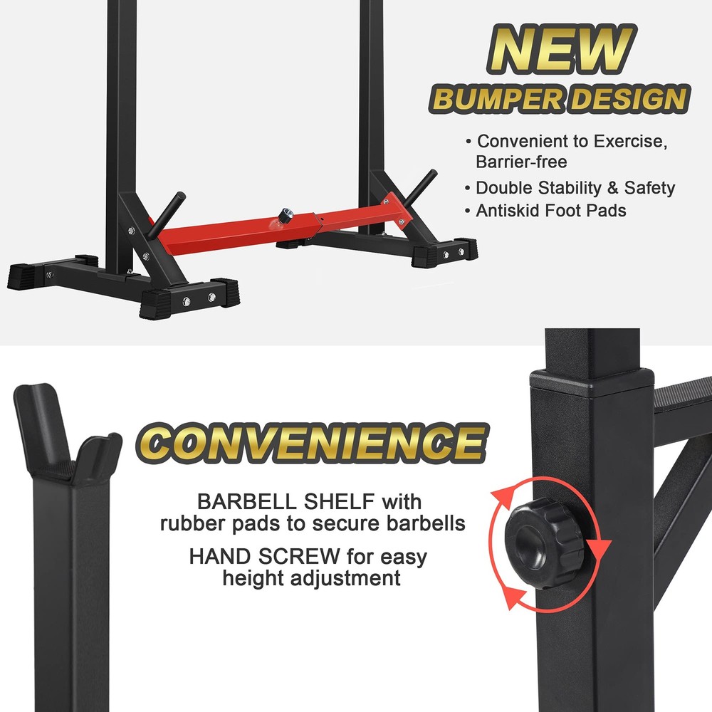 Adjustable Squat Rack Stand Multi-Function Barbell Rack Weight Lifting Gym Du...