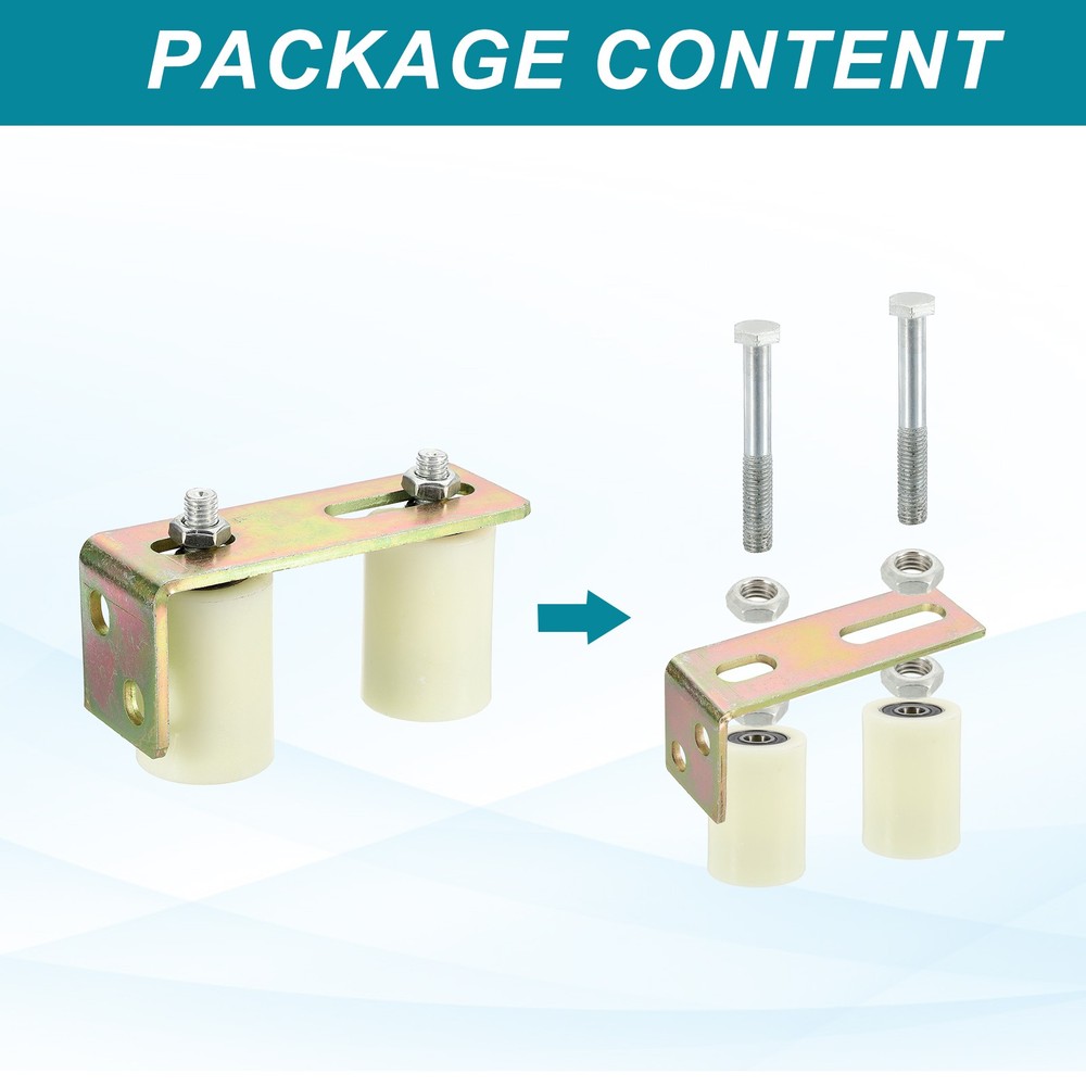 4Set Slide Gate Guide Roller 2.8" Adjustable Nylon Roller with Bracket, White