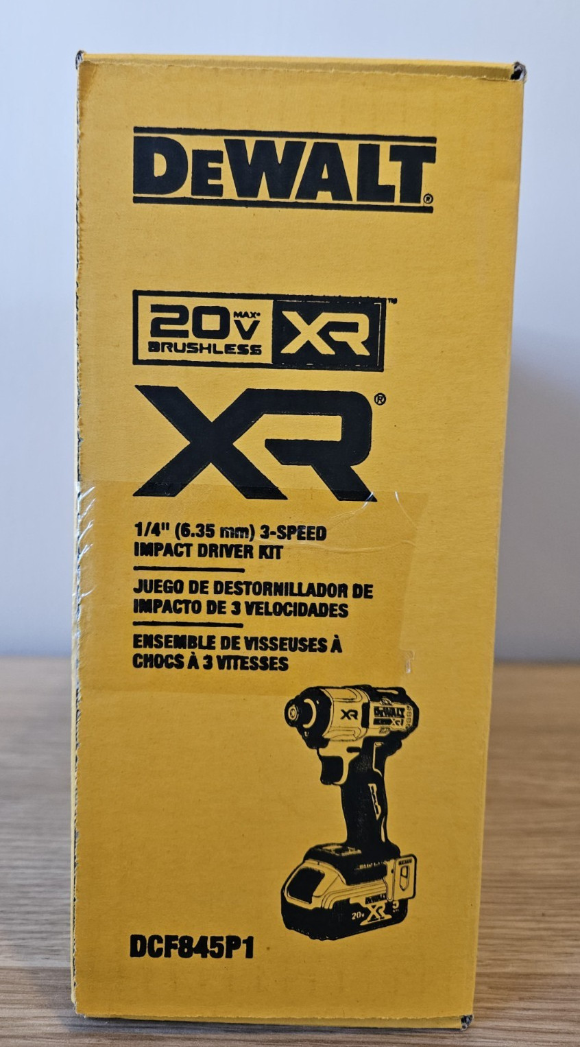 NEW DeWALT XR 20V Max Brushless 1/4" 3-Speed Impact Driver Kit DCF845P1