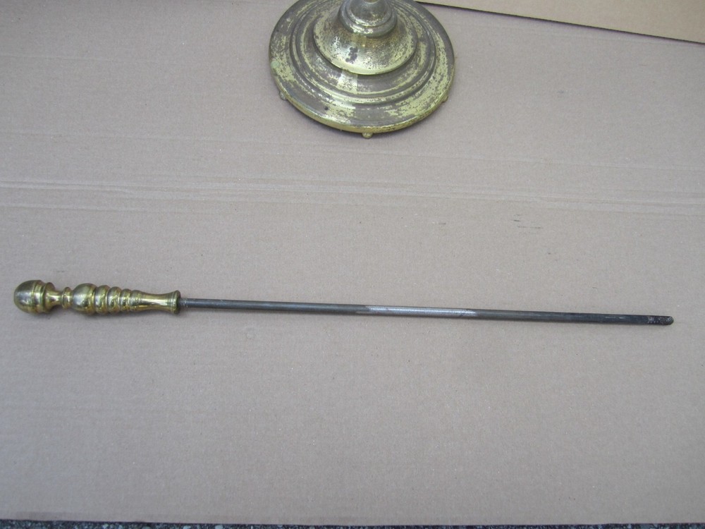 Vintage 5 Piece Solid Brass Fireplace Tool Set 30"