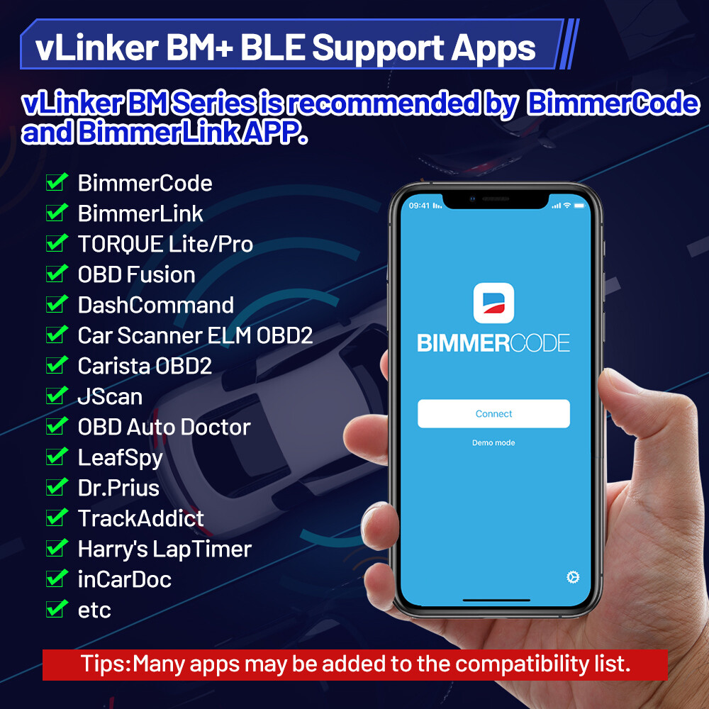 Vgate VLinker BM+ Bluetooth OBD2 Scanner for BMW BIMMERCODE Coding IOS Android