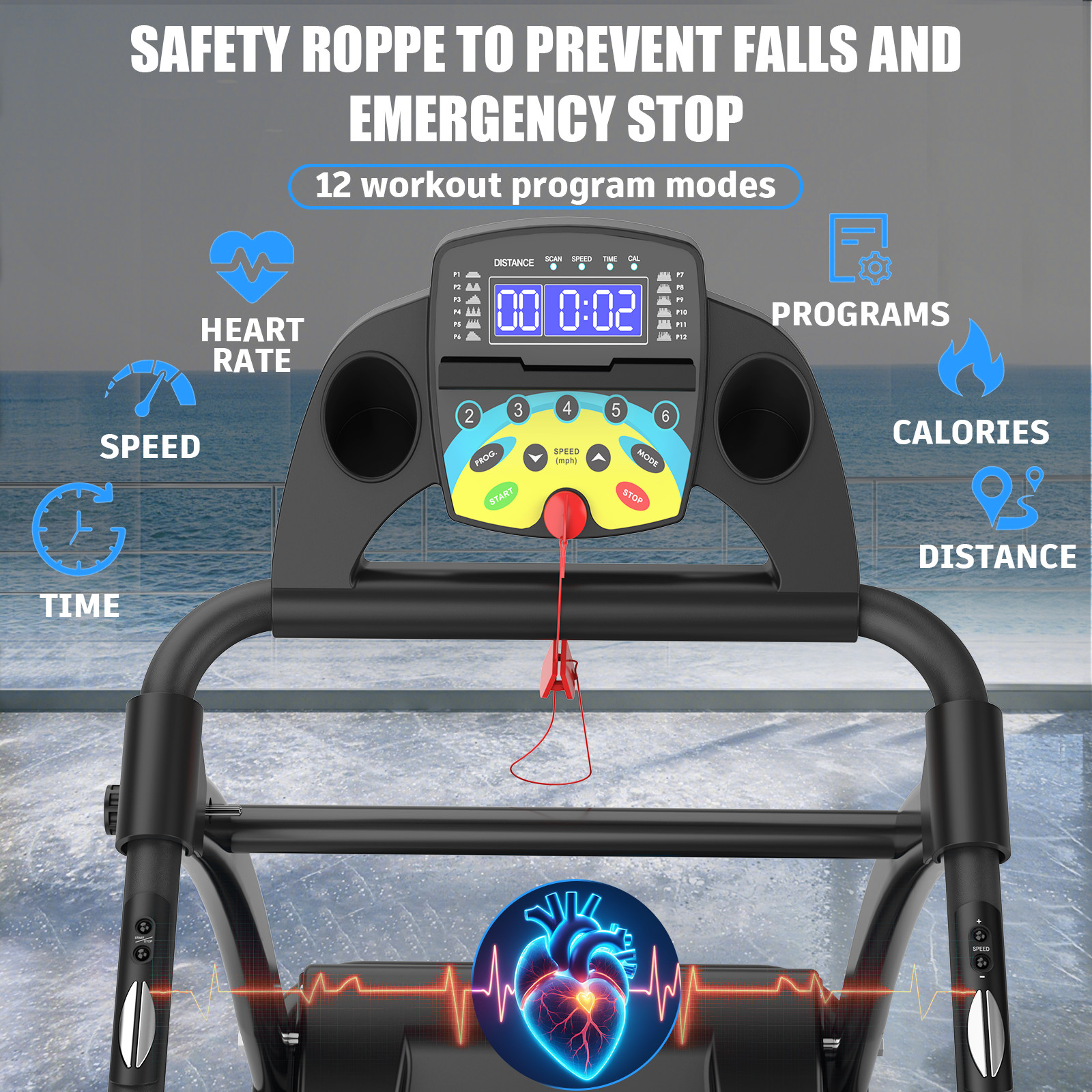 3.0HP Foldable Treadmill for Home Electric Quiet Folding Running Jogging Machine