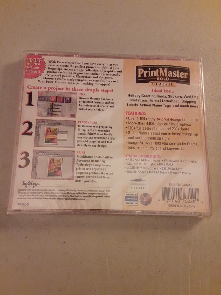 Printmaster Gold Classic PC Version Windows (PC CD-ROM, 1998) Brand New, Sealed