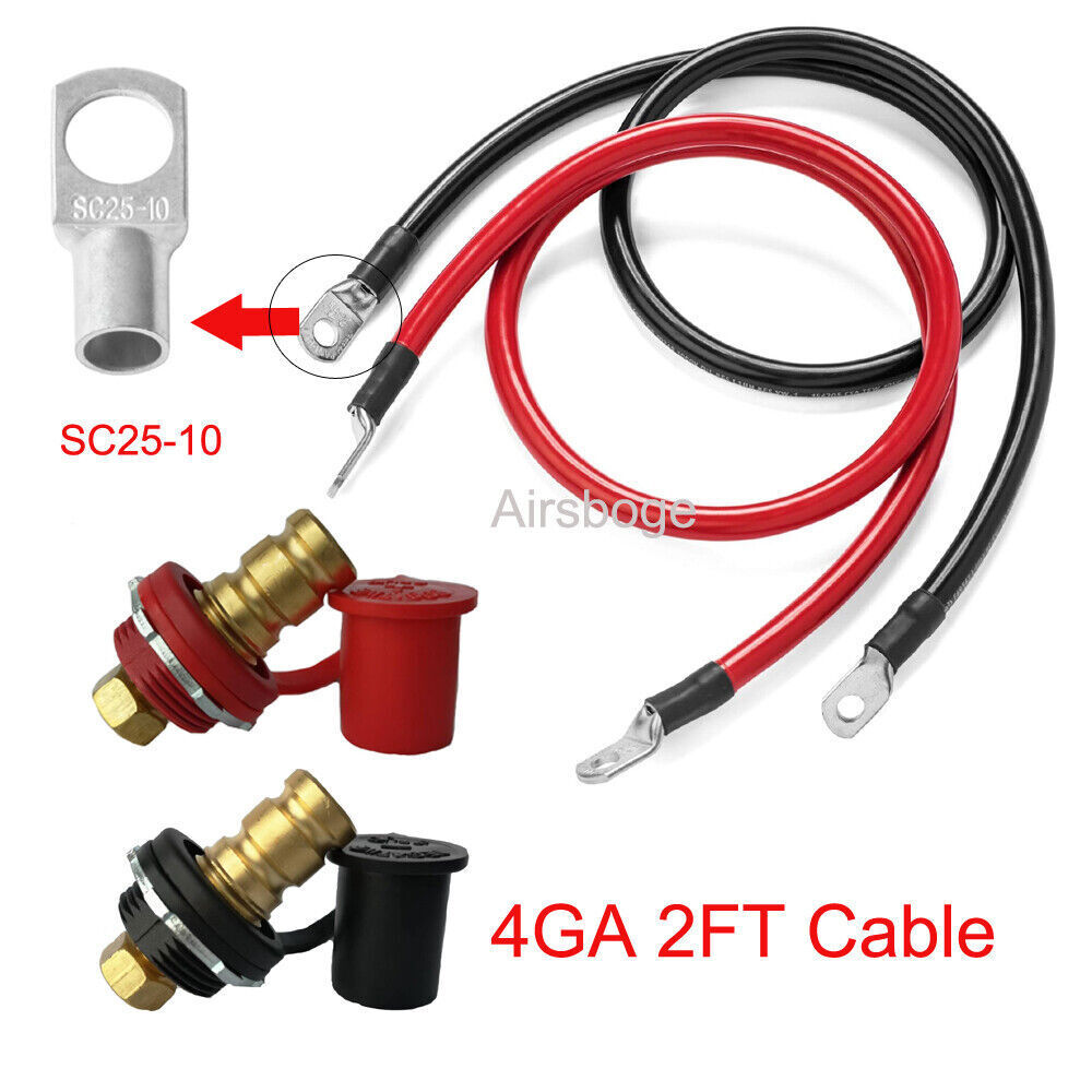 Remote Battery Jump Terminal Charging Posts Kit With Negative Positive Cable