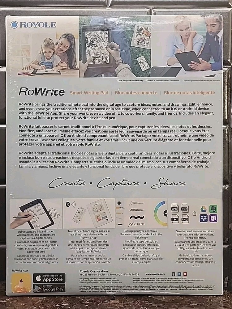 Royole RoWrite Smart Writing Pad Create Capture Share RY0201-CF5NA 2018 Sealed
