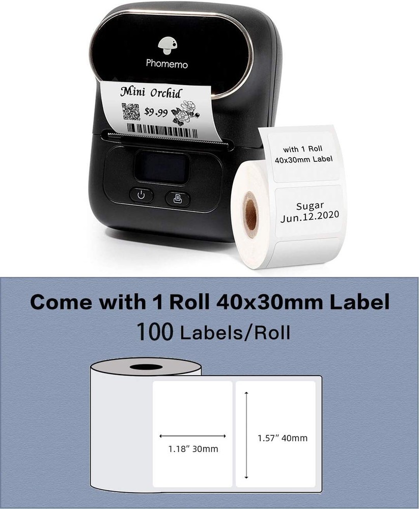 phomemo M110 Label Maker Machine Portable Bluetooth Thermal Printer with 1 Label