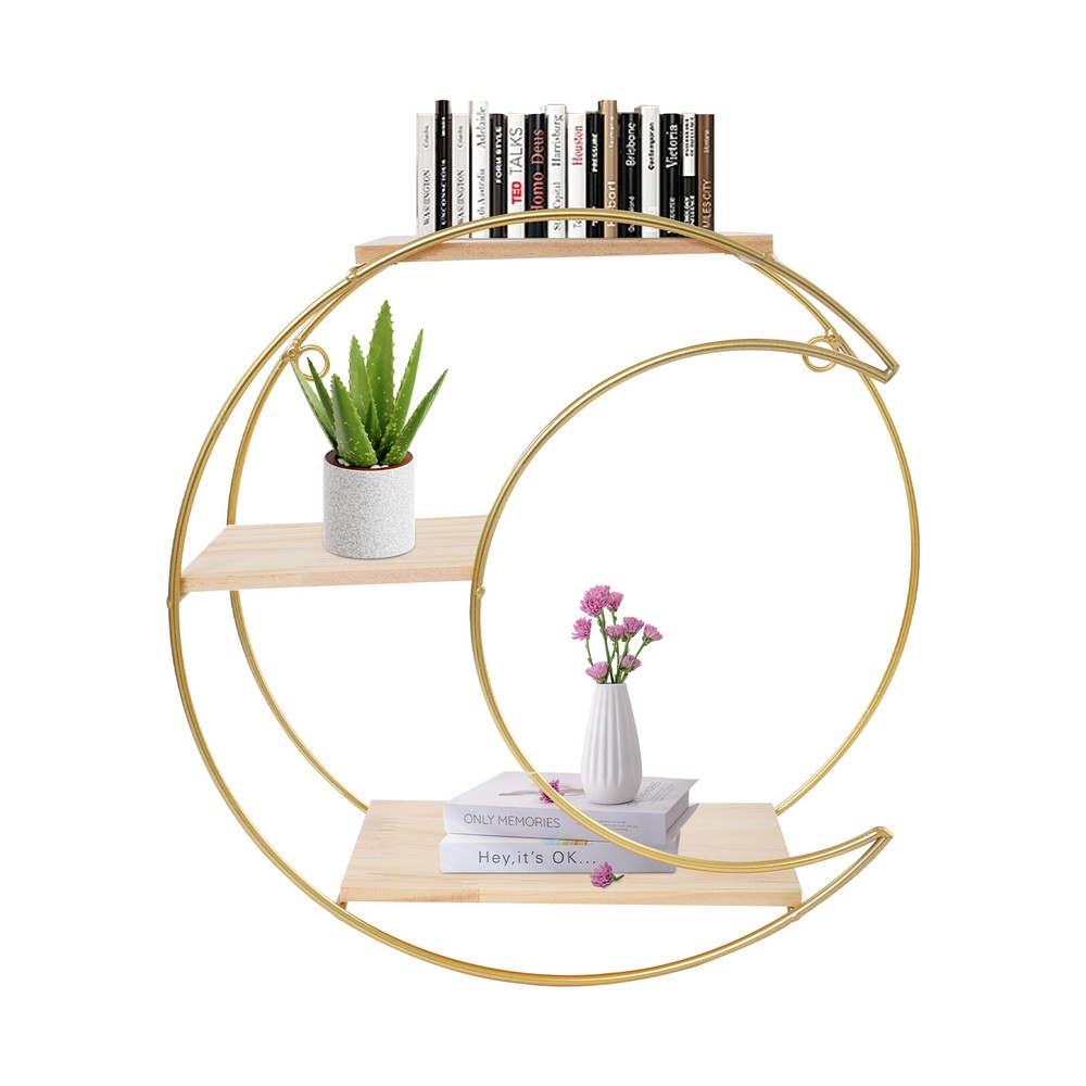 3-tier Wall Mounted Shelf Storage Display Rack Storage Display Rack Round+ Moon