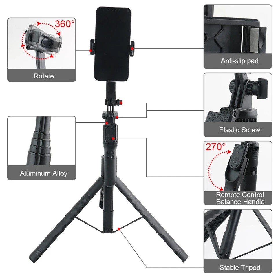 68" Professional Cell Phone Holder + Camera Tripod Stand Remote Selfie Stick US