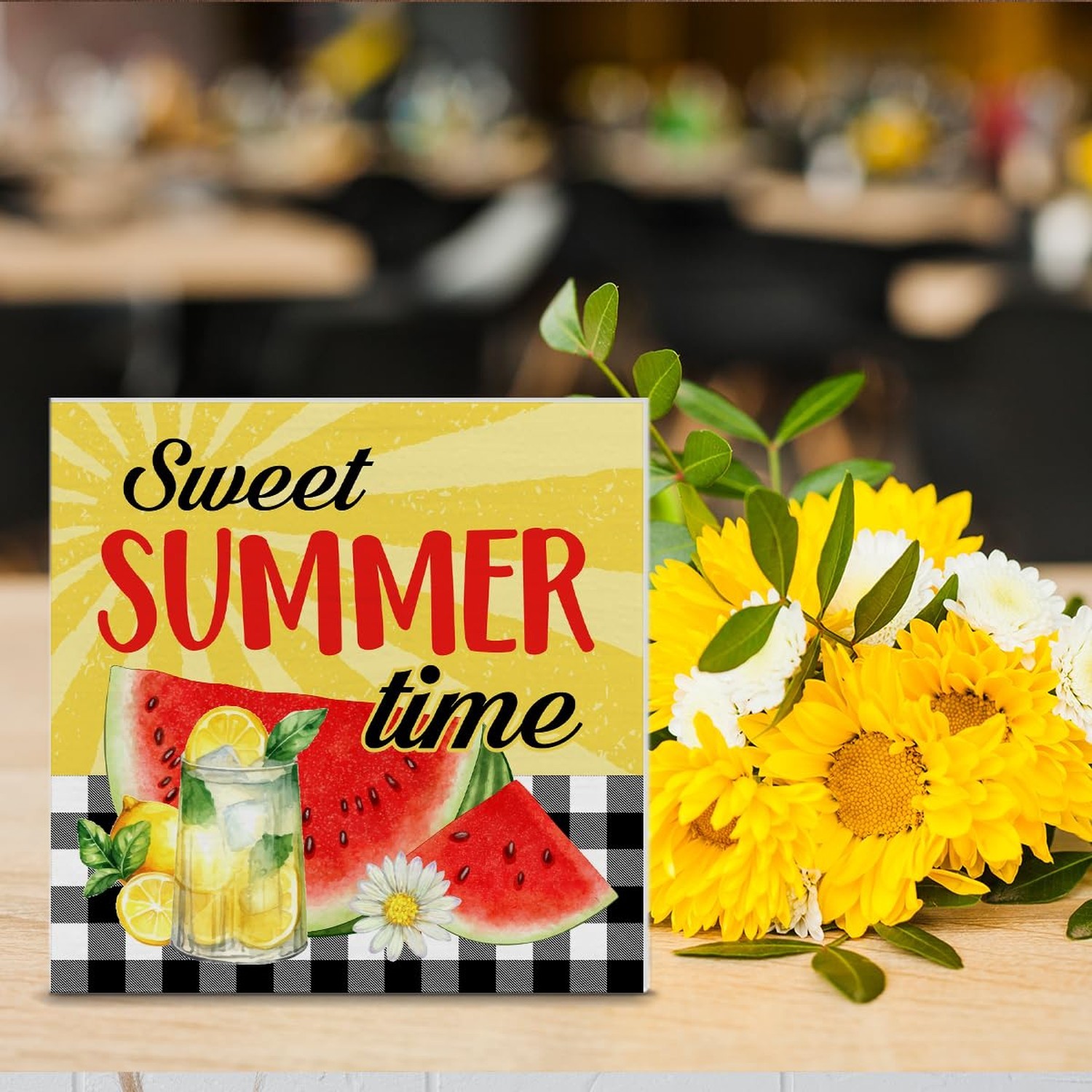 Summer Decor, Summer Decorations For Home, Watermelon Lemon Wooden Sign Decor...