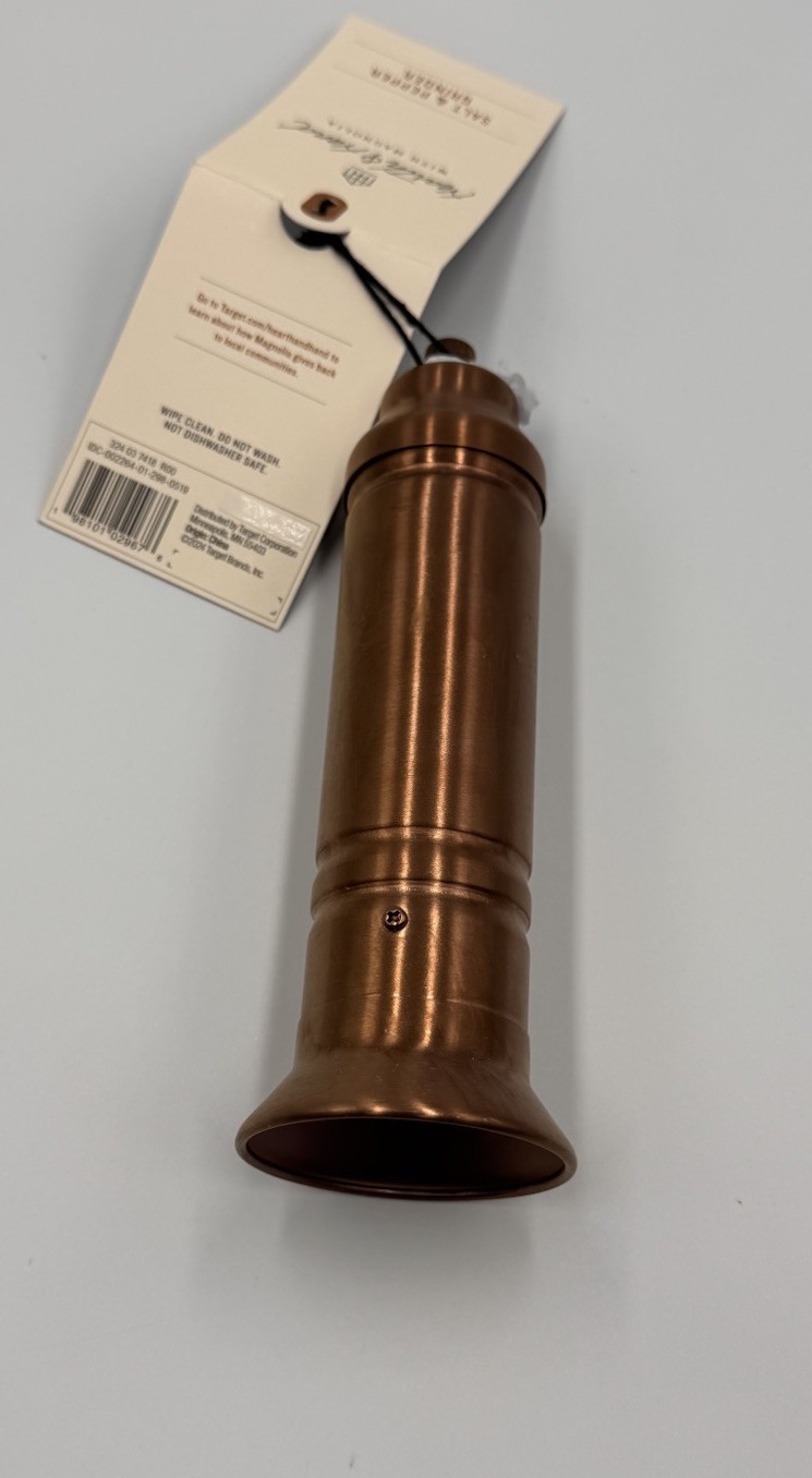 Hearth & Hand With Magnolia 7” Salt & Pepper Crank Grinder Copper Finish New