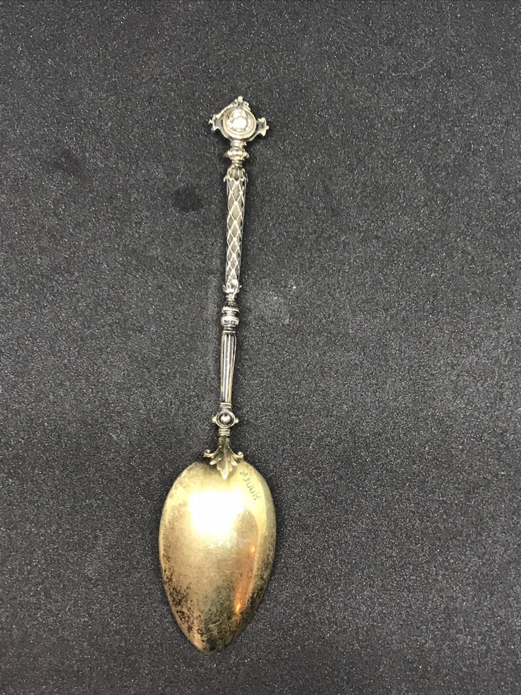 ANTIQUE 800 SILVER GERMANY TEASPOON MEDALLION FACES .