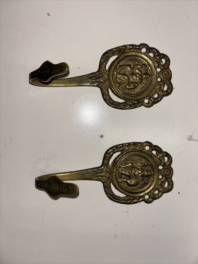 vintage brass wall mounted hooks antique