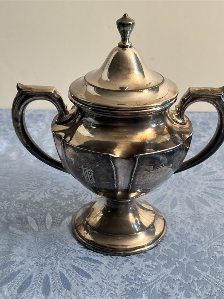 Antique Silver Plate Tea Set / Service By Wallace Bros Silver Co, Monogrammed