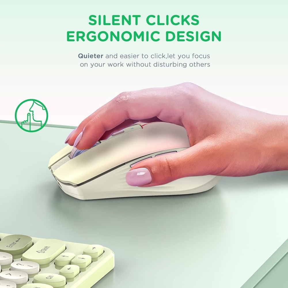RAPIQUE Bluetooth Wireless Mouse, Rechargeable Gradient Khaki to Pink