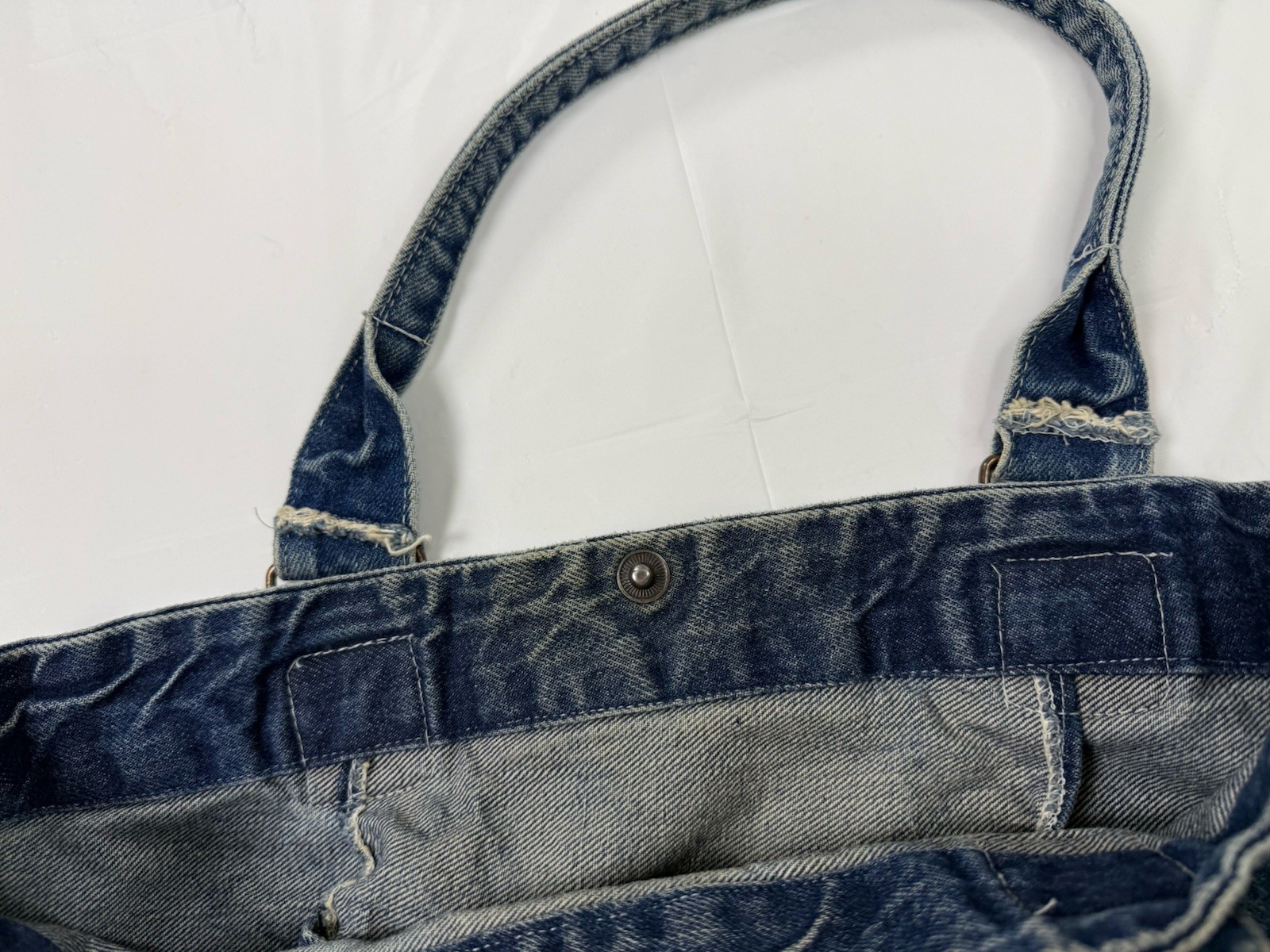 Vtg Mickey Mouse Denim Bag Purse Brown Leather Pouches 90s Disney Core Disneyana