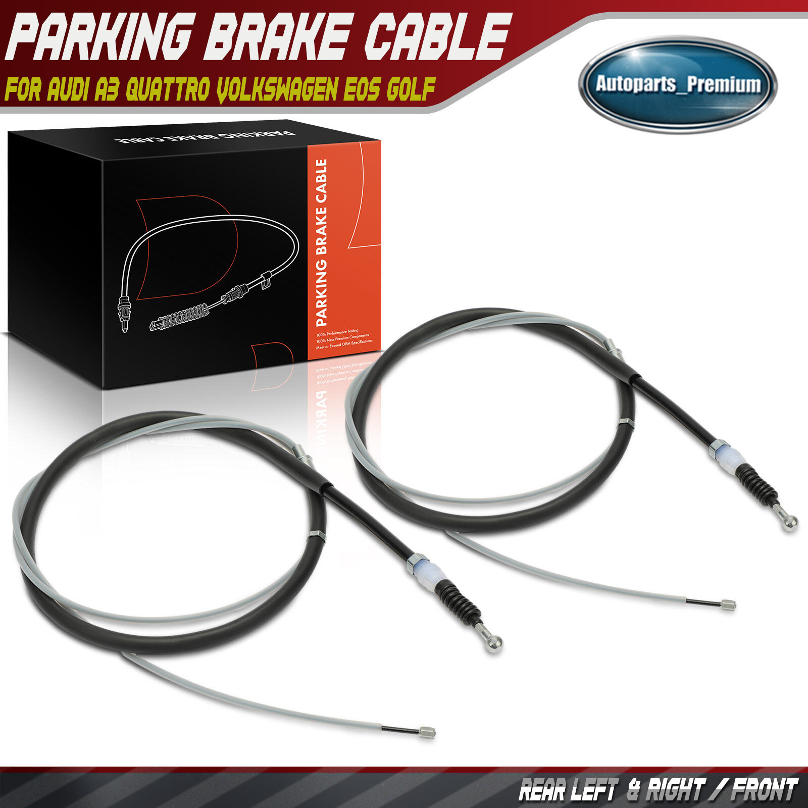 2x Rear Left & Right Parking Brake Cable for Volkswagen Jetta 05-14 Golf Audi