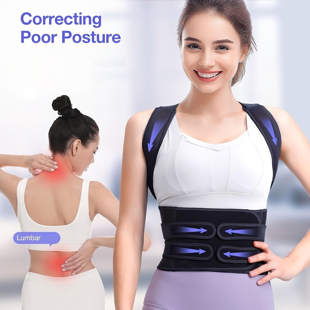 (S)Adjustable Black Posture Corrector - Work & Daily Back Care