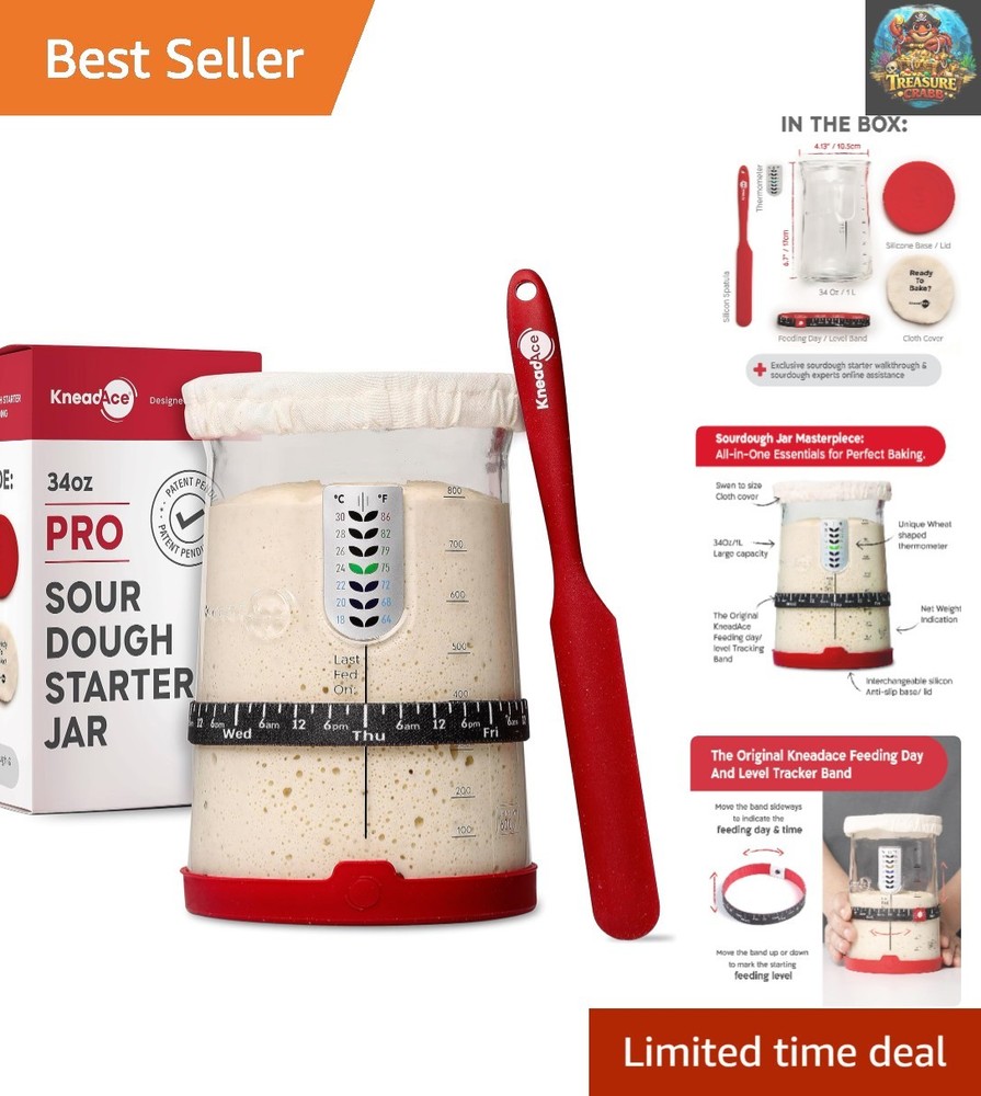 Ultimate Sourdough Starter Kit - Large Capacity Jar & Feeding Tracker Included