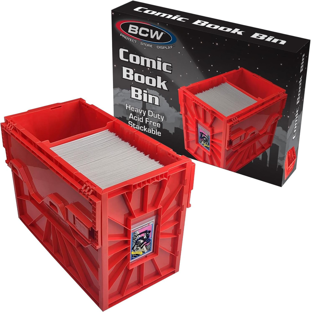 Short Comic Book Bin | Holds 150 Comics | Stackable Plastic Storage | Acid-Free