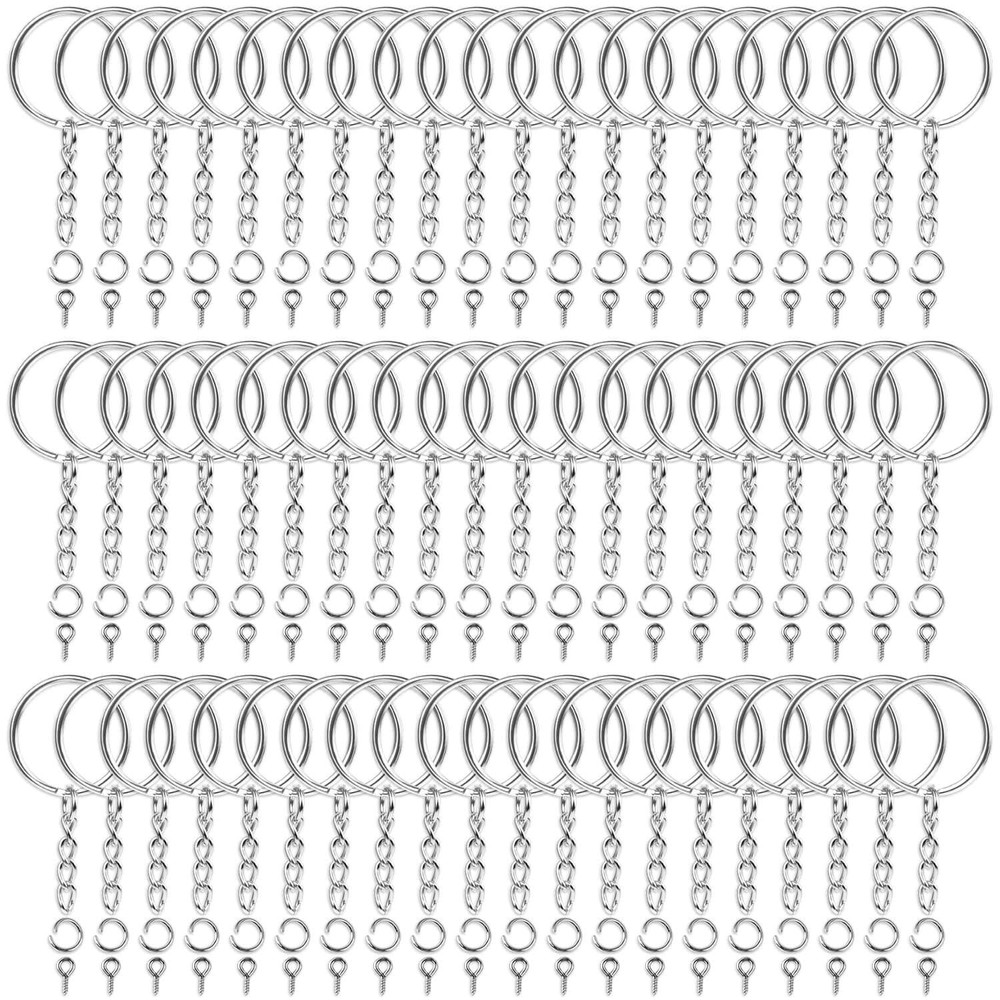 Audab 360Pcs Keychain Bulk, 120Pcs Rings with Medium, ['Silver']