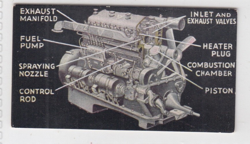 Vintage 1937 Science Trade Card COMPRESSION-IGNITION ENGINE