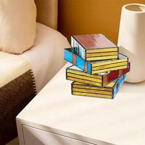 Stained Resin Stacked Books Lamp Tiffany Style Table Lamp Home Decor Book Lamps