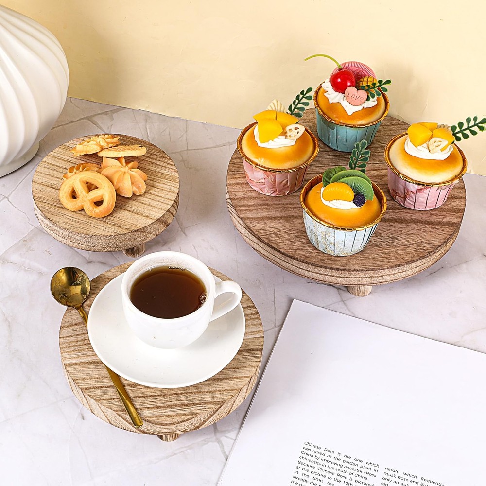 4 Pcs Wood Risers Display Stands Wooden Risers for Table Display Mini Riser S...