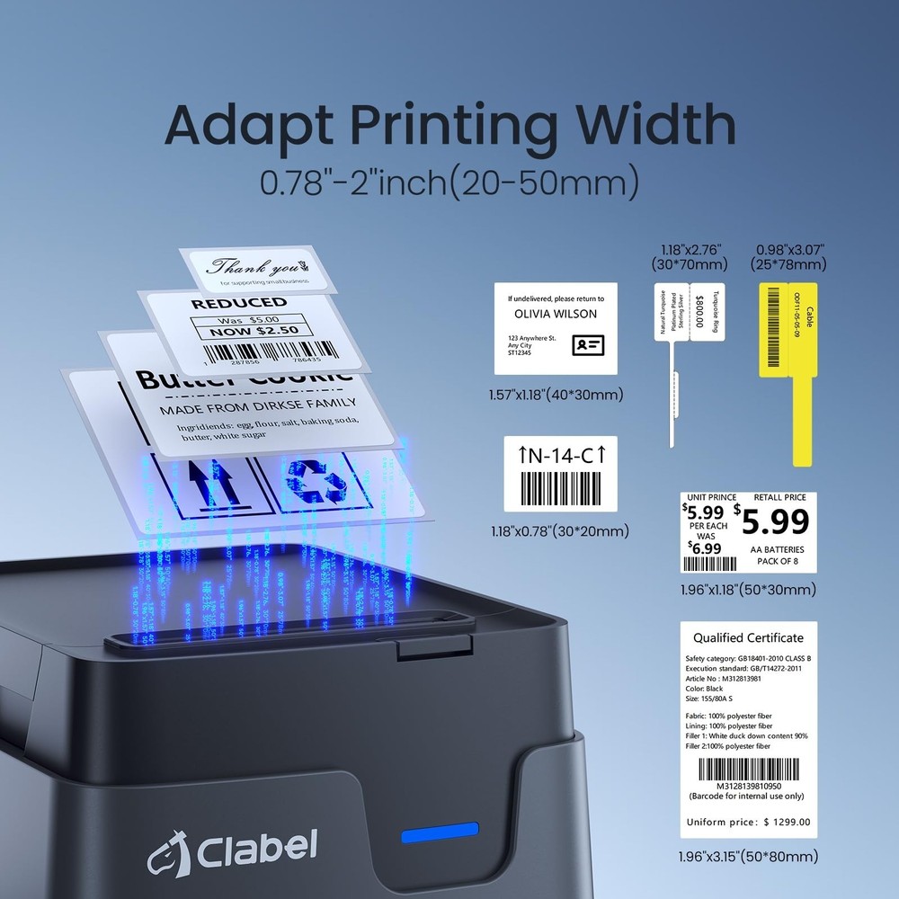 CLABEL Desk Bluetooth Barcode Label Printer: 221D Label Maker with Direct The...