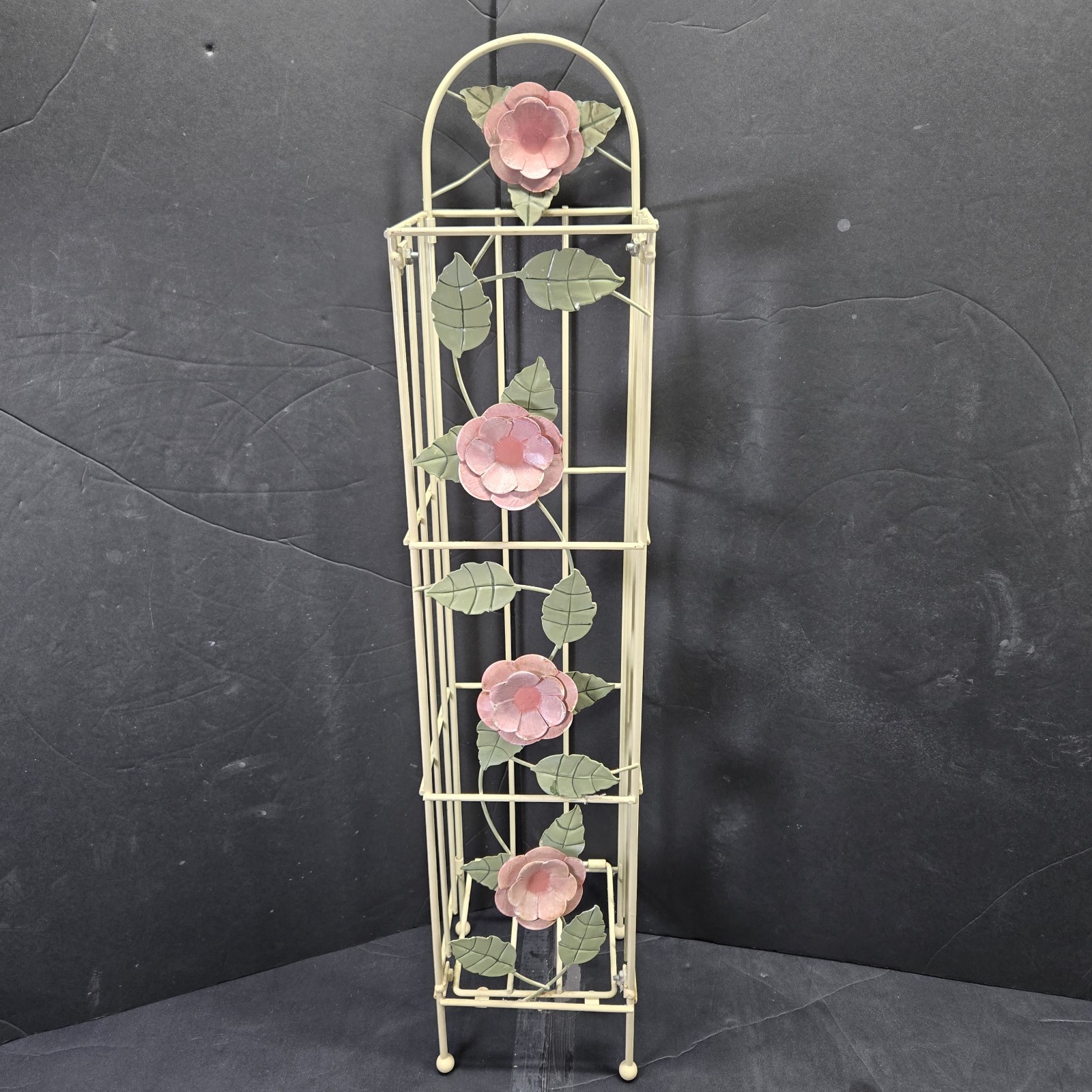 Vintage Ornate Metal Umbrella/Cane Stand Holder Decorative Rose Floral Design