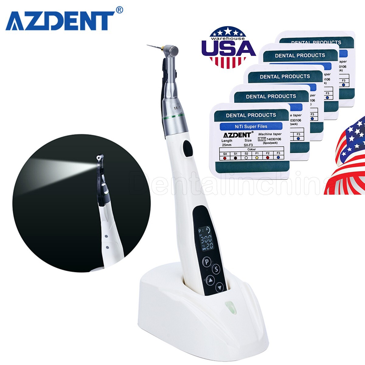 Dental Wireless Endodontic LED Endo Motor 16:1 Contra Angle / Rotary Files SX-F3