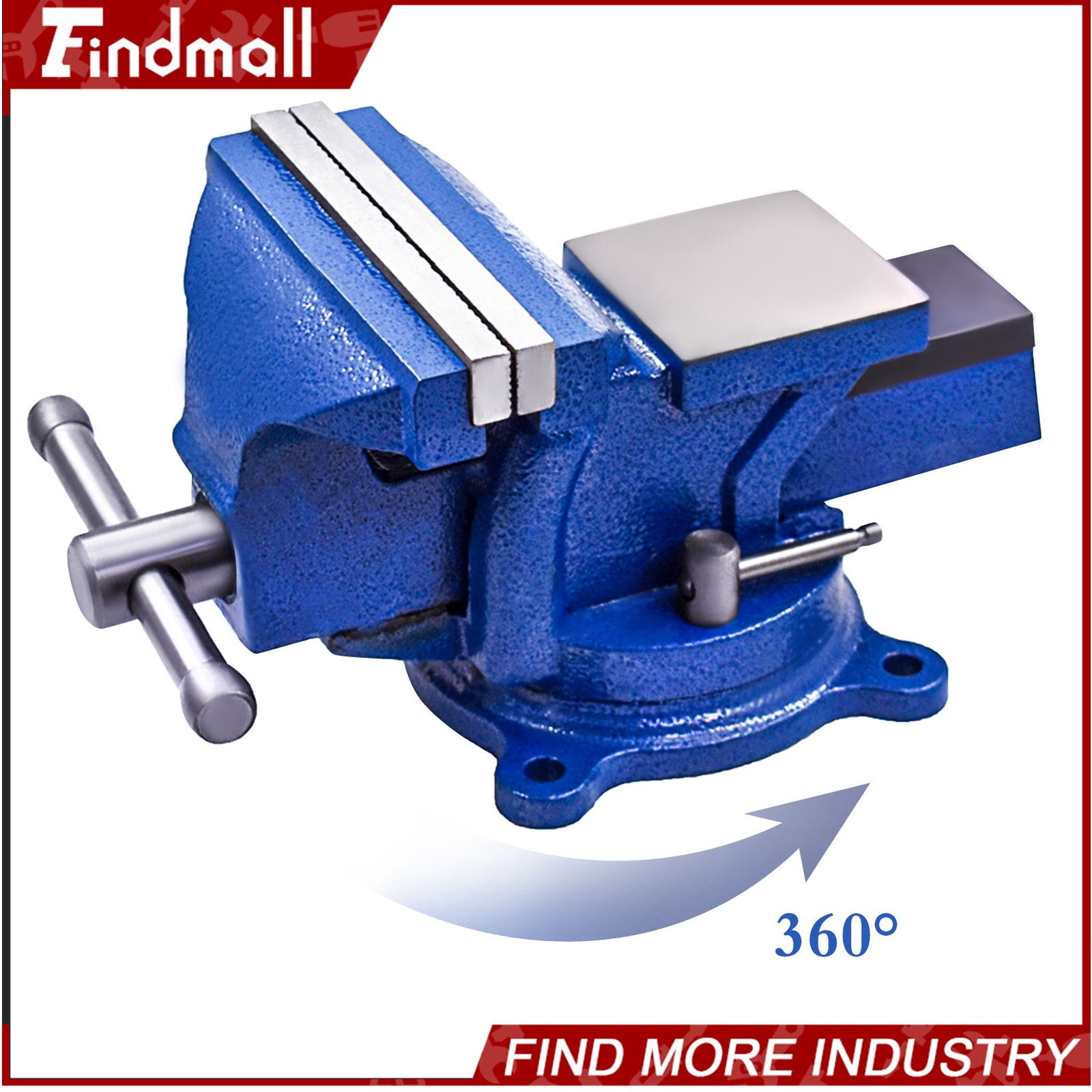 Findmall 5" Bench Vise with Anvil Swivel Locking Base Table Top Clamp Heavy Vice