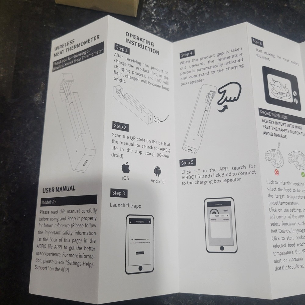 Wireless Smart Bluetooth Meat Thermometer