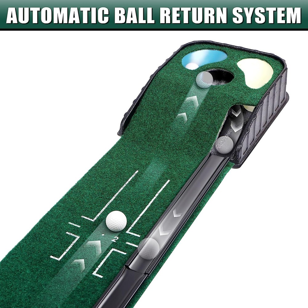 Indoor Golf Putting Mat Auto Ball Return Golf Practice Training Grass Mat Tracks