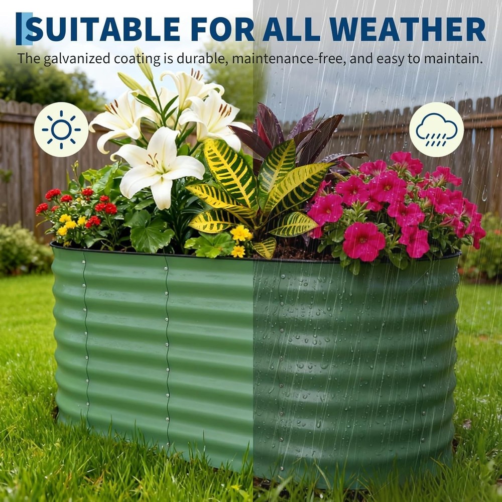 Galvanized Steel Raised Garden Bed 2-Pack, Rustproof Planter Box Easy Assembly