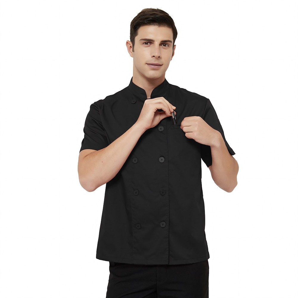 TOPTIE Short Sleeve Chef Coat Jacket Lightweight Button Chef Uniform
