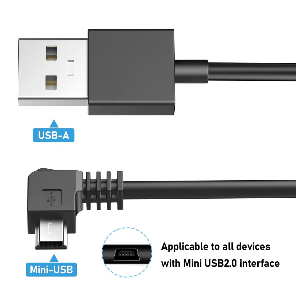 Dash Cam Charging Power Cable, USB-C Car 300 centimeters, Black