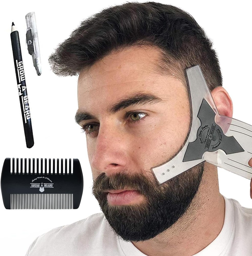 Beard Shaper & Shaping Tool for Men, Lineup Guide Template, Black